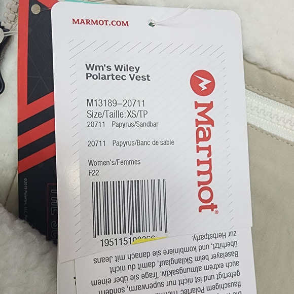 MARMOT‎ Wiley Polartec® Sherpa Fleece Vest Women's Beige Tan Cream Zip Sz XS NWT - Picture 5 of 6